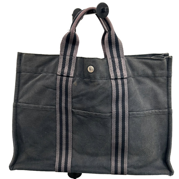 1016 HERMÈS Toile Fourre-Tout MM Tote Grey - Picture 1 of 8